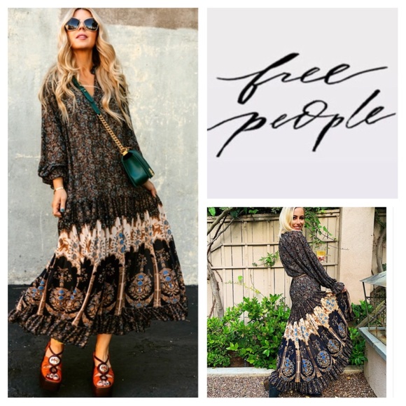 🆕Free People Feeling Groovy Printed Maxi. NWOT.